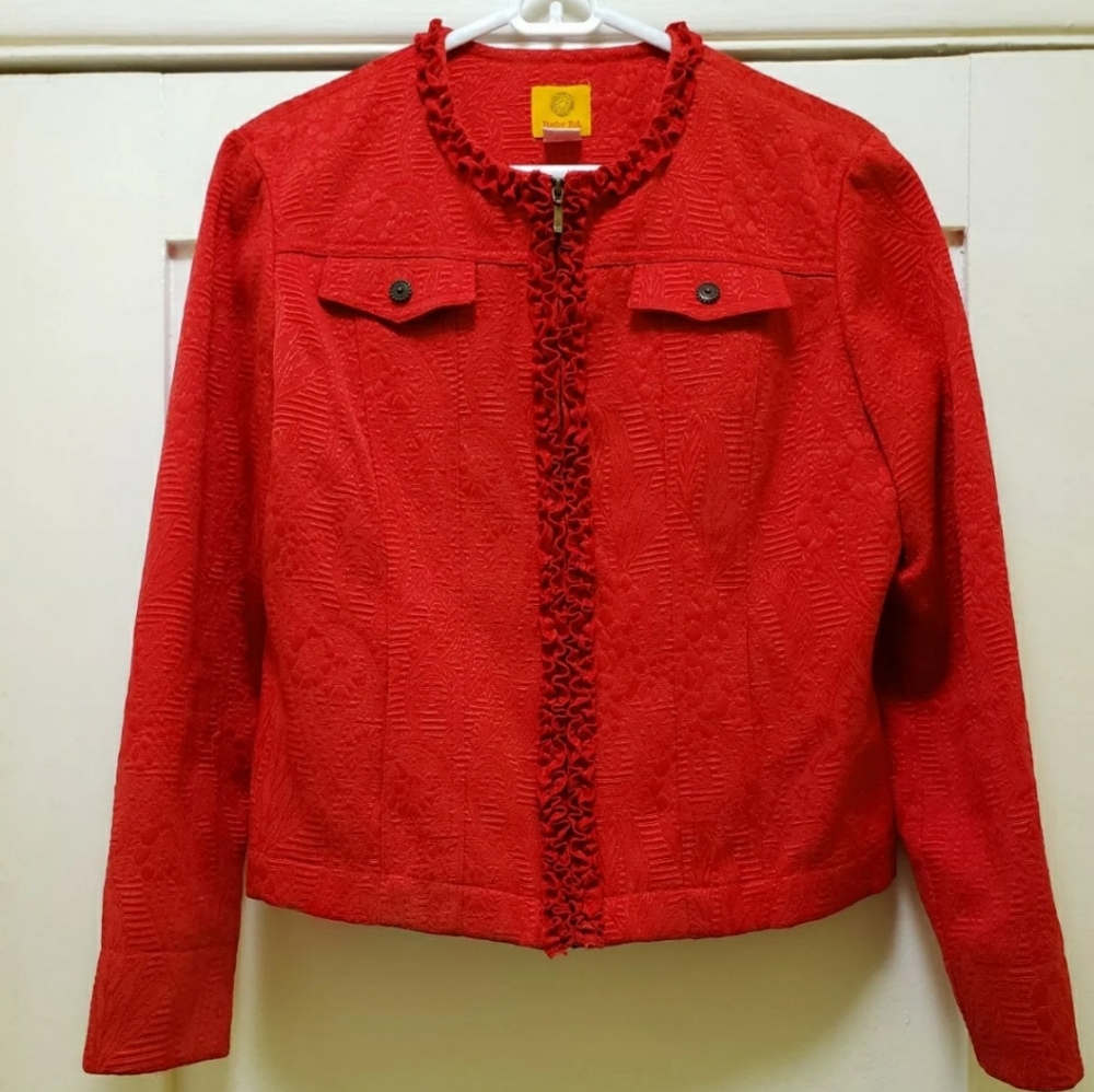 Vintage Ruby Red Classy Zip up Jacket